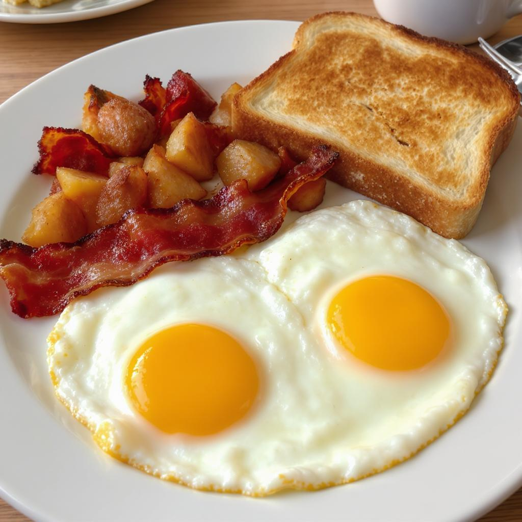 Two eggs any style with breakfast potatoes